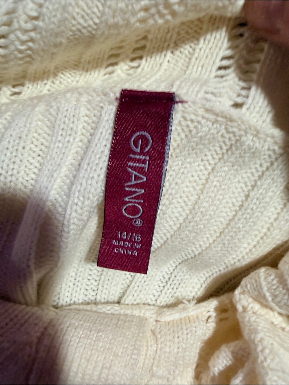 Gitano Cream Off-Shoulder Ribbed Button Sweater - Picture 4 of 5